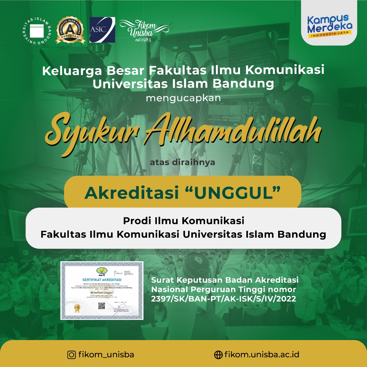 Akreditasi Unggul Fakultas Ilmu Komunikasi Unisba